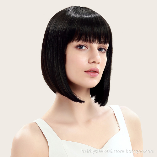 Wholesale wigs with no Lace straight Bob hair for woman machine made Synthetic short fiber wig girl hair cheap synthetic wigs